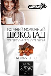 Напиток Фитодар горячий шоколад молочный лесной орех на фруктозе 170гр