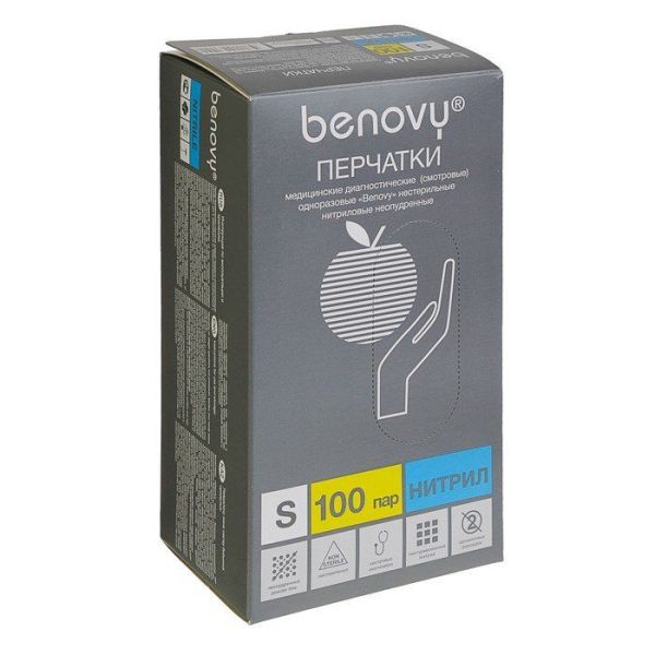 Перчатки Benovy нитриловые 100 пар фотография
